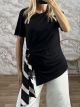 Viscose Asymmetrical SatinRibbon Top-30152/Black
