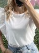 Ruffle Sleeves Cotton Top/White