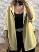 Cord Velvet Viscose Hood Cardigan/Yellow