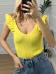 Frill Knitted Top/Yellow