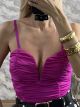 Satin Ve Zip Top/Magenta