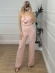 Strapless Buttons Jumpsuit/Nude Pink