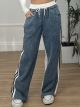 Double Stripes Denim Pants/White