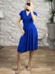 Elastic Closs WrapTop Midi Dress-9932/Royal Blue