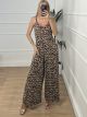 Summer Elastic Jumpsuit/Leopard Ecru