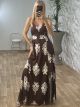 Backless Bow Dress Print/Chocolat