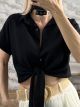 Viscose Tied Shirt/Black