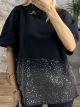 Oversized Degrade Strass T-shirt/Black