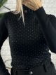 Strass Viscose TurtleNeck Top/Black