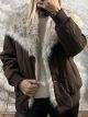 Fur Details Bomber Jacket/Chocolat