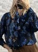 Muslin Bow Shirt-Floral/Blue