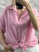 Stripes&Lace Shirt/Pink