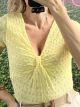 Waffle Fabric Knot Top/Yellow