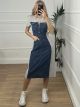 Double Midi Denim Dress/Grey