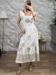 Bow Back Embroidered Gold Dress-2635/White
