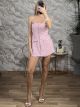Striped Strapless Mini Skort-54574/Pink