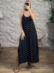 X-Back Polka Dot Viscose Maxi Dress-2936/Black