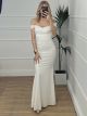 Mermaid Maxi Lace Dress/White