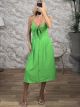 Casual Bow Buttons Dress/Neon Green