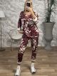 Viscose Leopard Print Set/Burgundy