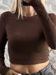 Ribbed Knitted Crop Top-12409/Chocolat