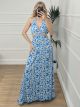 Maxi Silk Hoop Dress/Blue-White