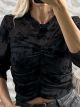 Velour Floral Top-49738/Black
