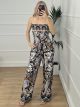 Wasp Nest Strapless Jumpsuit-Multi/Black
