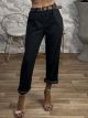 HighWaist Belt Strass Pants-53387/Black