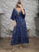 Golden Thread Silk Maxi Dress/Navy Blue