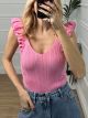 Frill Knitted Top/Bubble Pink