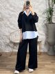 Plus Size Stripes Shirt Set/Black