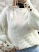 Gold Buttons Knitted Top/White
