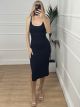 Elastic Ribbed Dress/Navy Blue