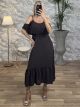 Ruffle Shoulders Dress/Chocolat