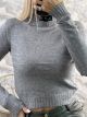 Semi-Turtleneck Cropped Top-3207/Grey