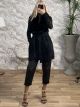 Mohair Fur Details Sleeveless Jacket/Black