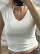 Sleeveless Mono Viscose Top/White