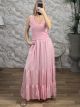 Waffle & Knitted Lace Maxi Dress-51643/Pink