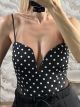 Polka Dot Ve Bodysuit-46704/Black