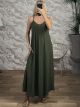 Mono Wide Maxi Dress-2852/Khaki