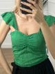 Kippur Ruffle Crop Top/Green