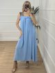 Maxi Leopard Ruffle Dress-Satin/Light Blue