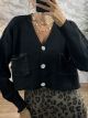Lurex Pocket Cropped Cardigan/Black