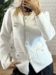 Mohair Pearl Metallic Details Cardigan/White