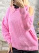 Openshoulder Pearls Sweater/Bubble Pink