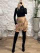 Fringe Leather Mini Skirt/Camel