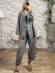 Oversized Cotton Blazer Set/Grey