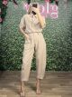 Stripped Shirt Aladdin Pants Set/Beige