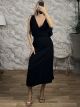 GoldPins Shoulder Midi Dress/Black